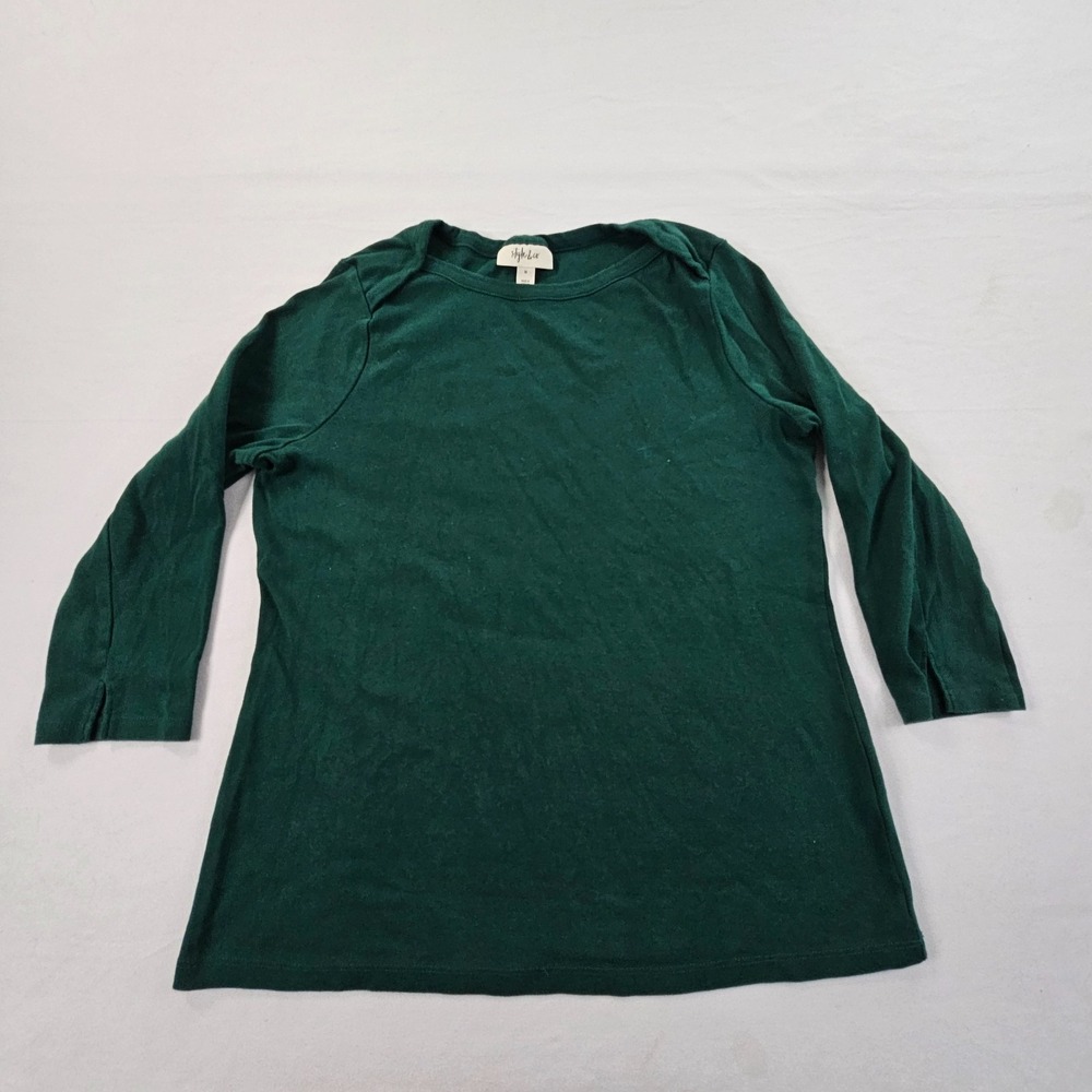 Style & Co Green 3/4 Sleeve Supima Cotton T-Shirt Women's M